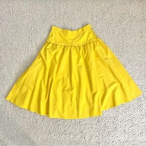 Mura Yellow Cotton A-Line Midi Skirt, Women 10 Lemon Yellow